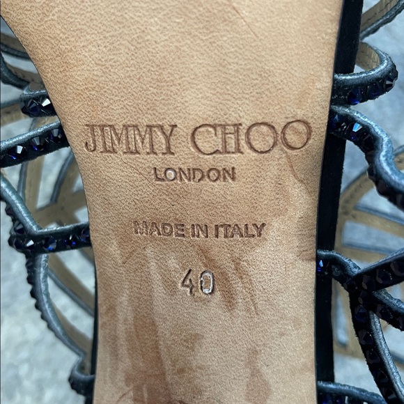 Jimmy Choo Kallai Leaf Sandal Heels Embellished Crystal Designer Sz 40 - Picture 11 of 14